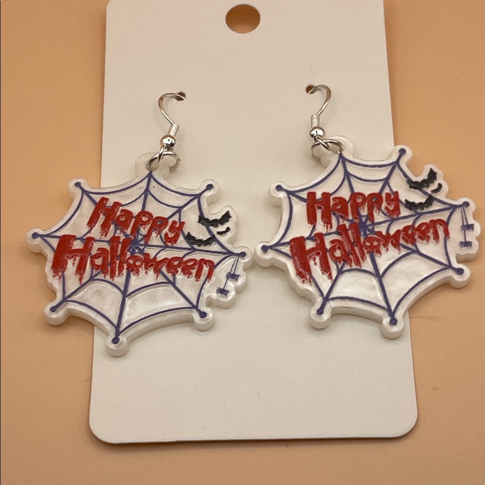 Happy Halloween Cobweb Earrings